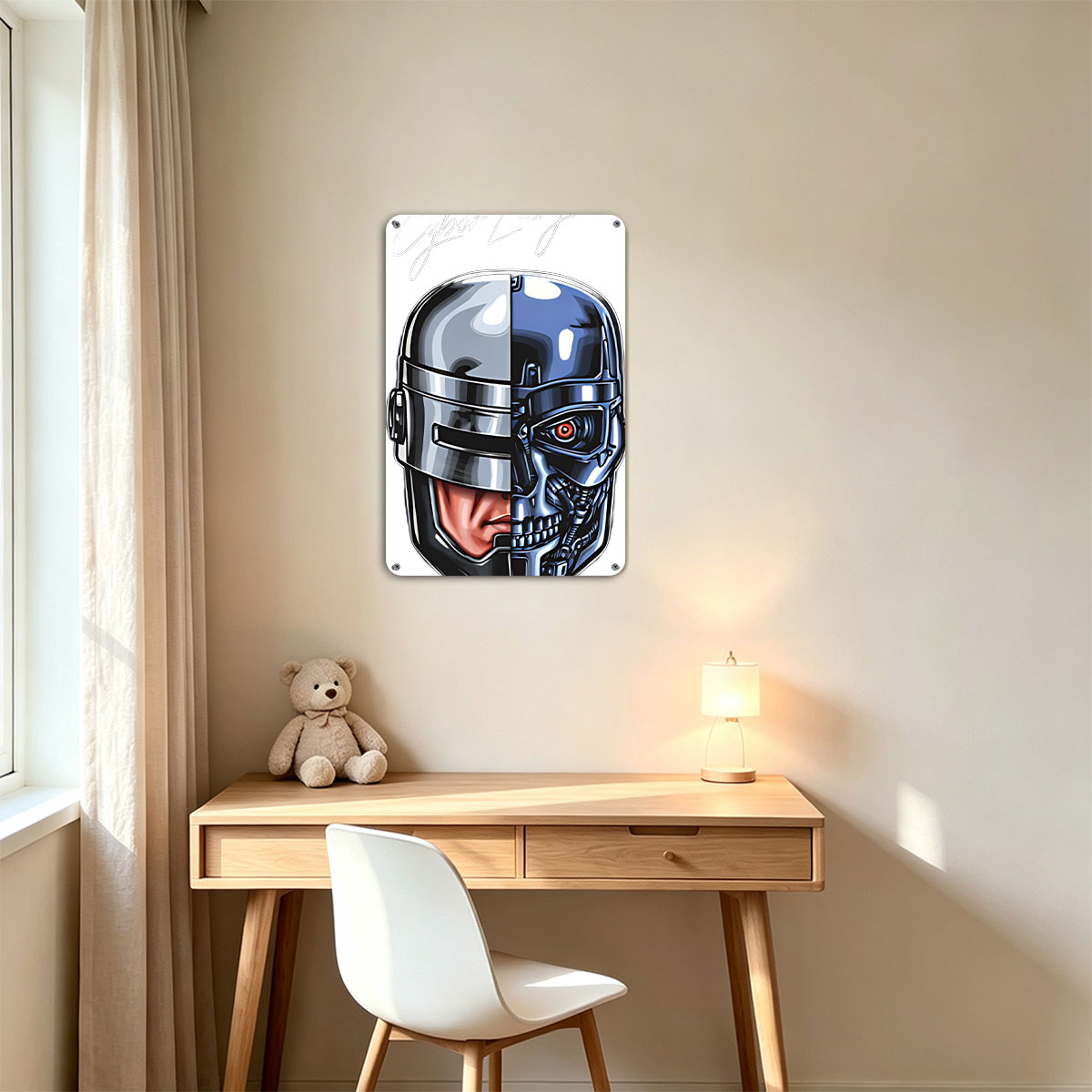 Cyborg Lucky: Half Human, Half Machine - painting