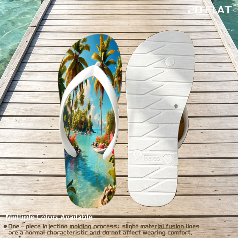 Tropical Paradise with Palm Trees and Crystal Clear Water -  flip-flops