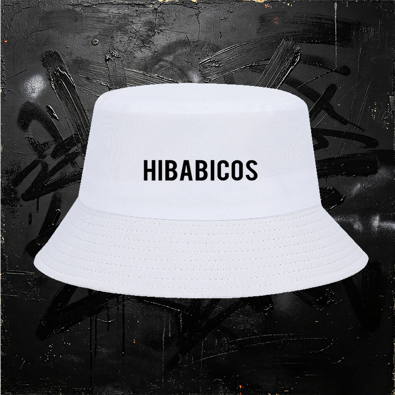 Unisex Fisherman Hat with HIBABICOS Logo Print - Classic Cotton Bucket Hat for Outdoor Activities, Travel, and Casual Wear - Suitable for Men and Women Seeking Stylish Sun Protection