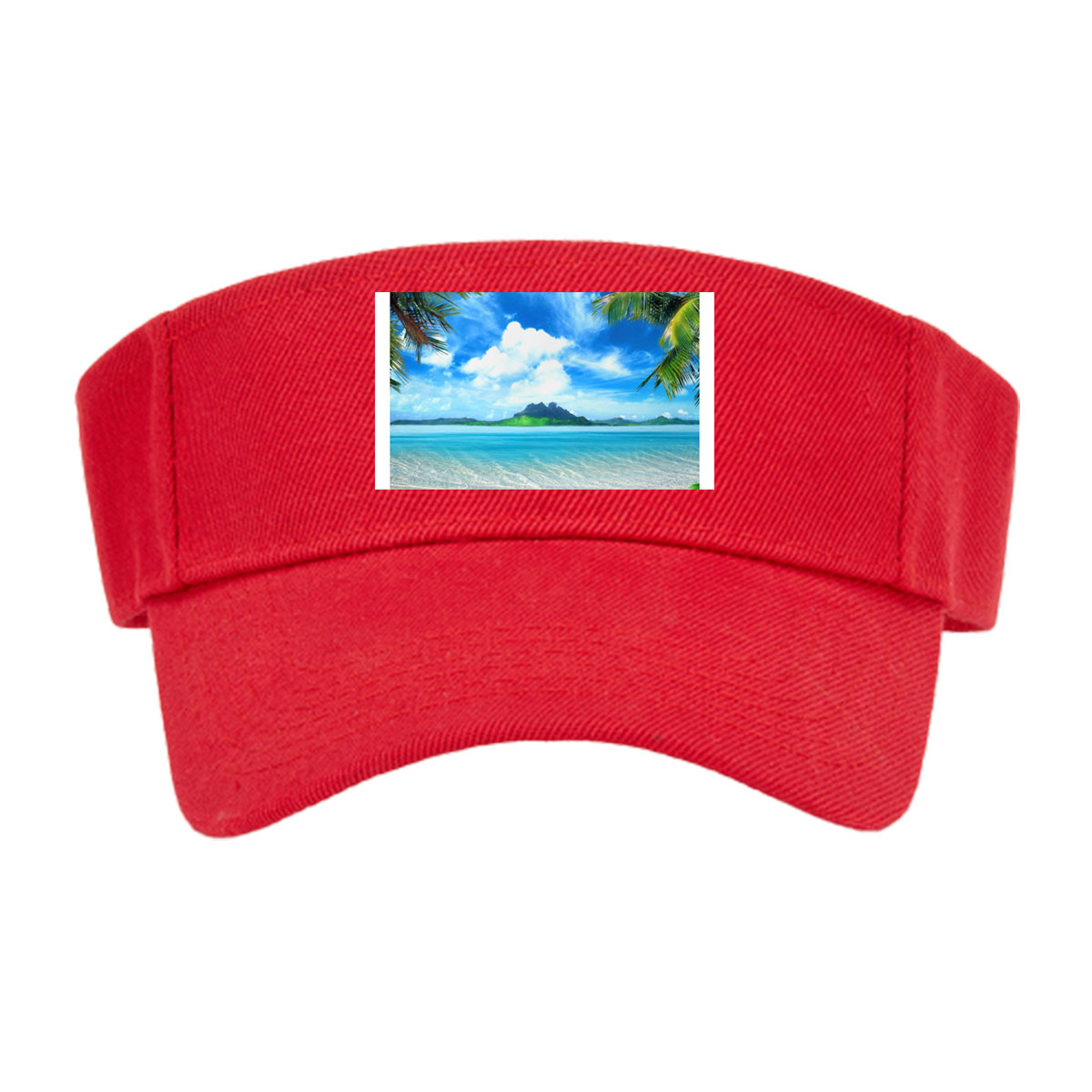 Tropical Beach with Crystal Clear Water and Lush Greenery -  Visor cap