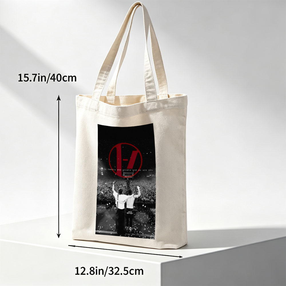 Twenty One Pilots Live Concert Performance with Fans and Confetti in Stadium - Canvas tote bags