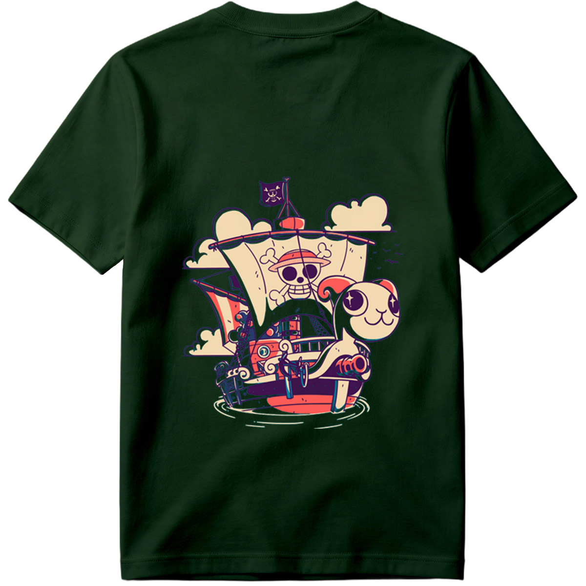Pirate Ship with Cat and Skull Captain - Tee