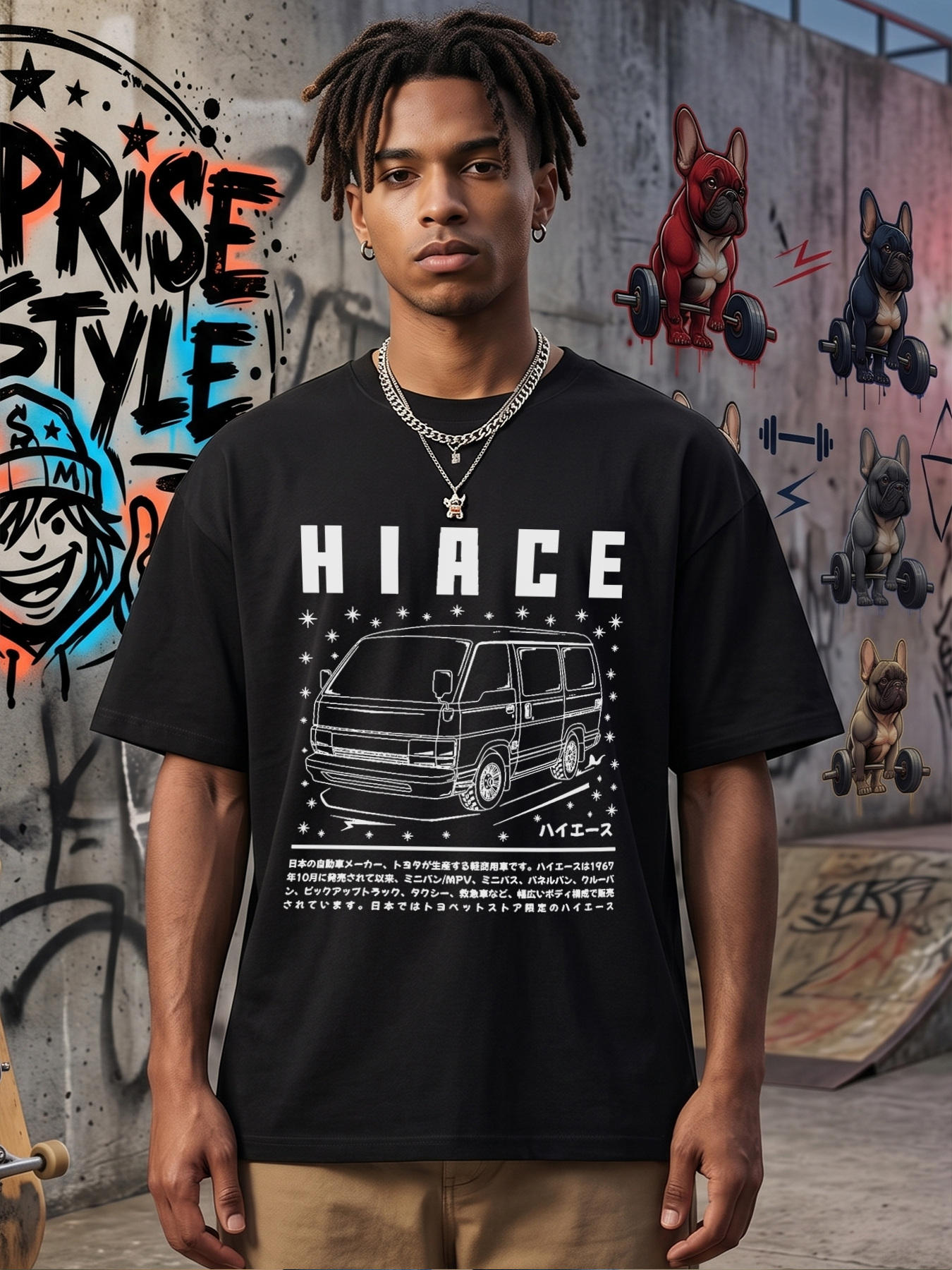 Men's Printed T-Shirt HACE Van Graphic Design Casual Round Neck Summer Lightweight Breathable Short Sleeve T-Shirt for Car Enthusiasts and Urban Streetwear Fans