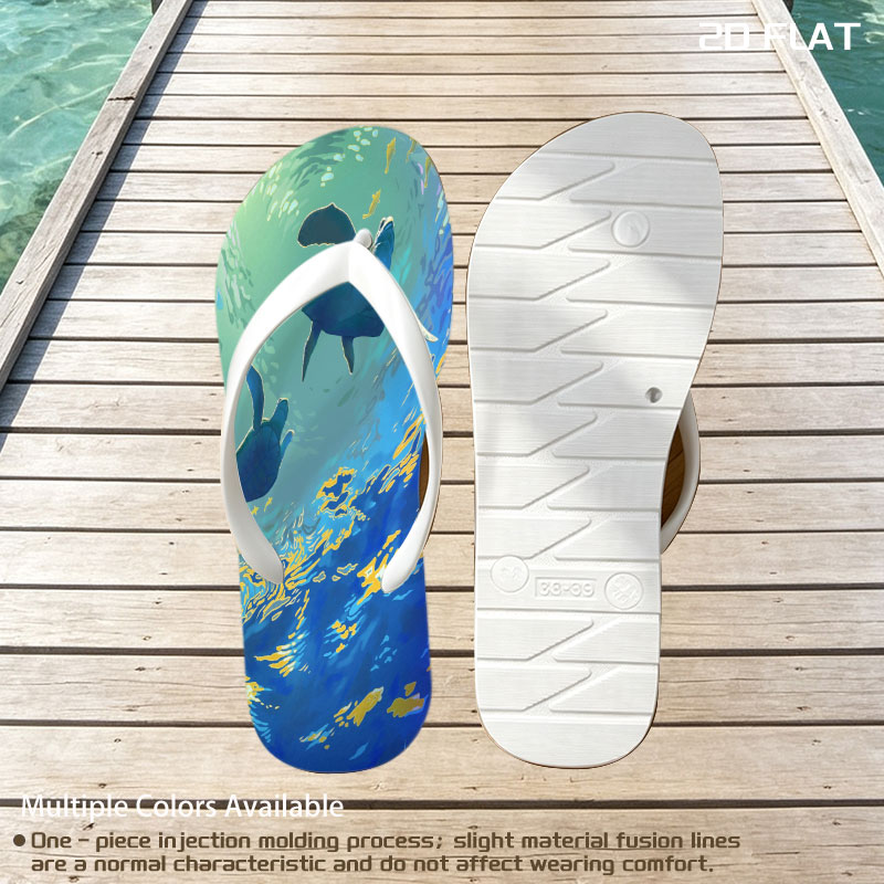 Sea Turtles Gliding Through Sunlit Waters -  flip-flops