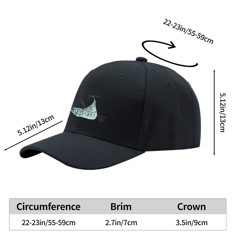 1pc New Baseball Cap with Nantucket Island Print and Text Design Unisex Adjustable Hat for Outdoor Activities Travel and Casual Wear Suitable for Adults and Teens