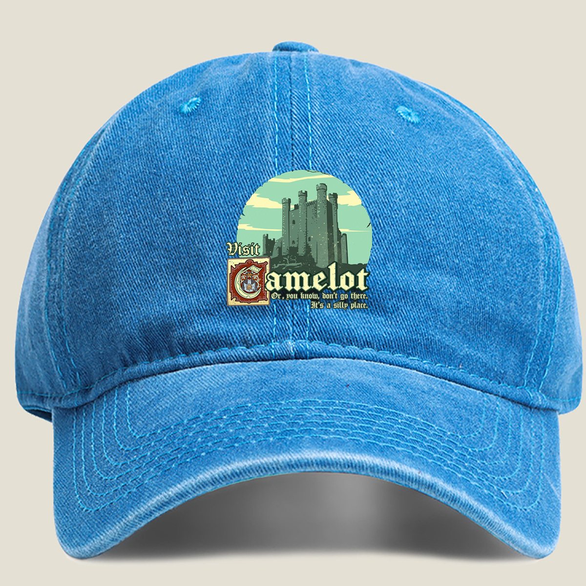 Visit Camelot: A Silly Place - Washed Denim - Baseball Cap