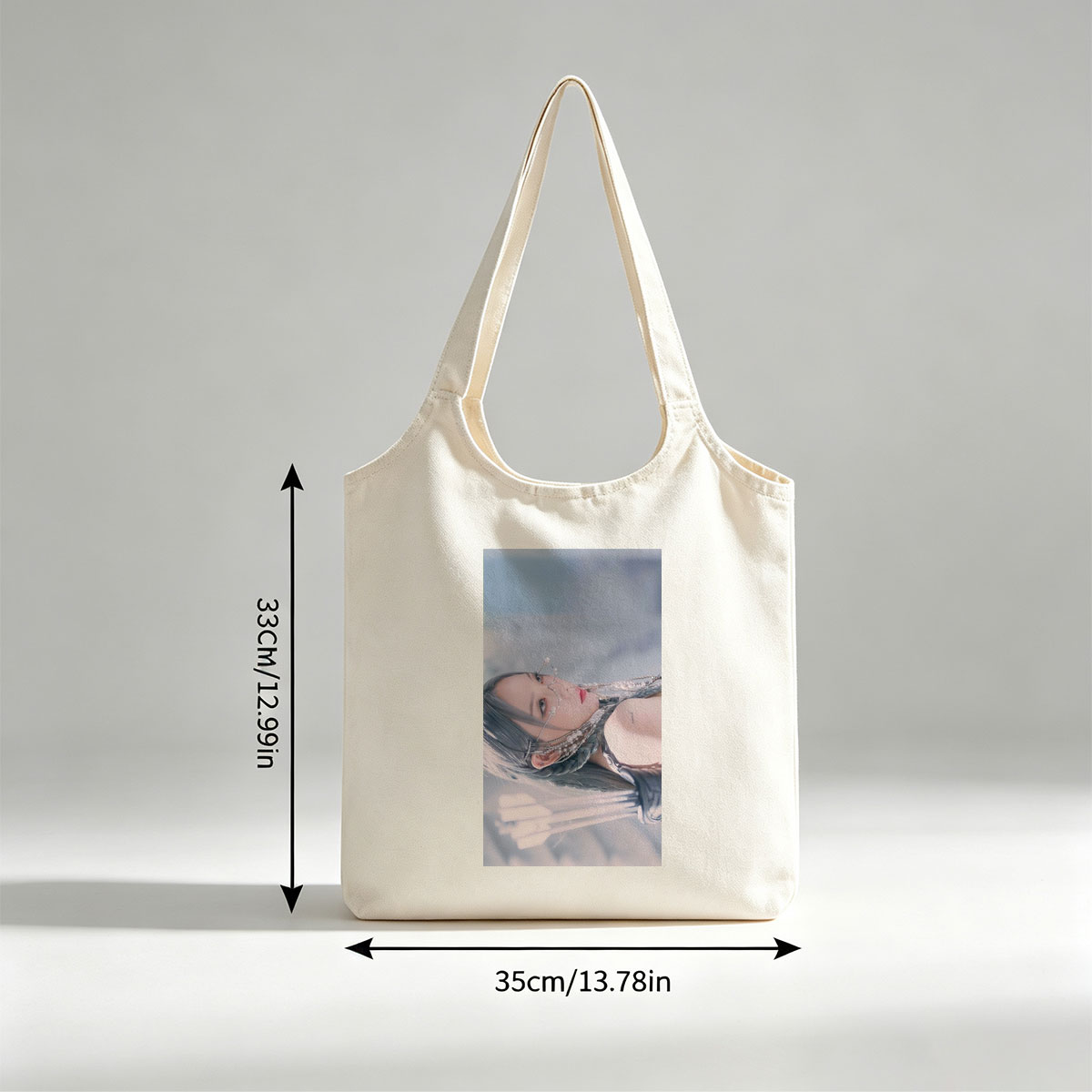 Jennie Blackpink Ice Queen Fantasy Portrait with Pearl Accessories and Silver Hair - Canvas shoulder bags/