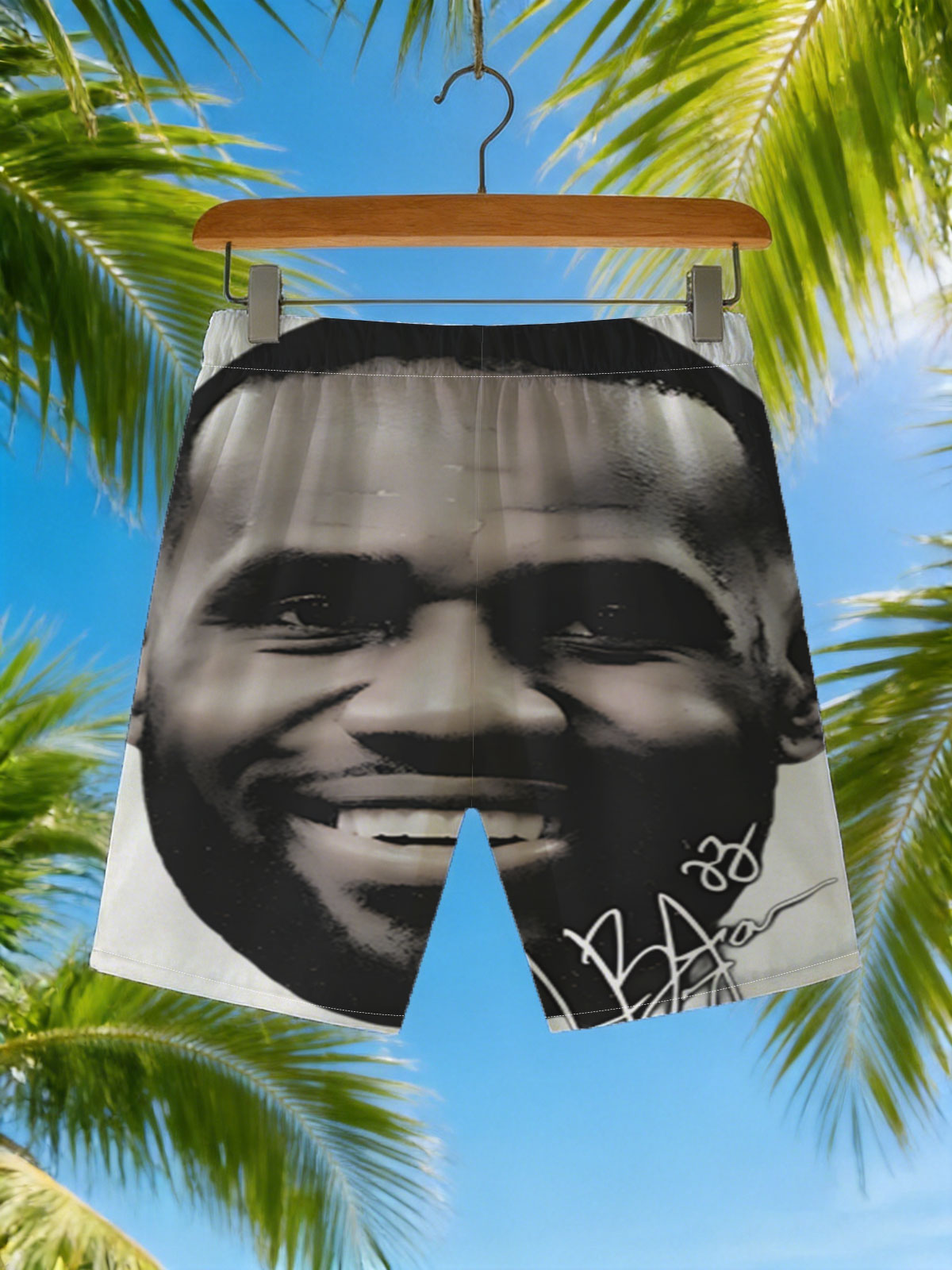 LeBron James Smiling Portrait with Signature -  Beach shorts