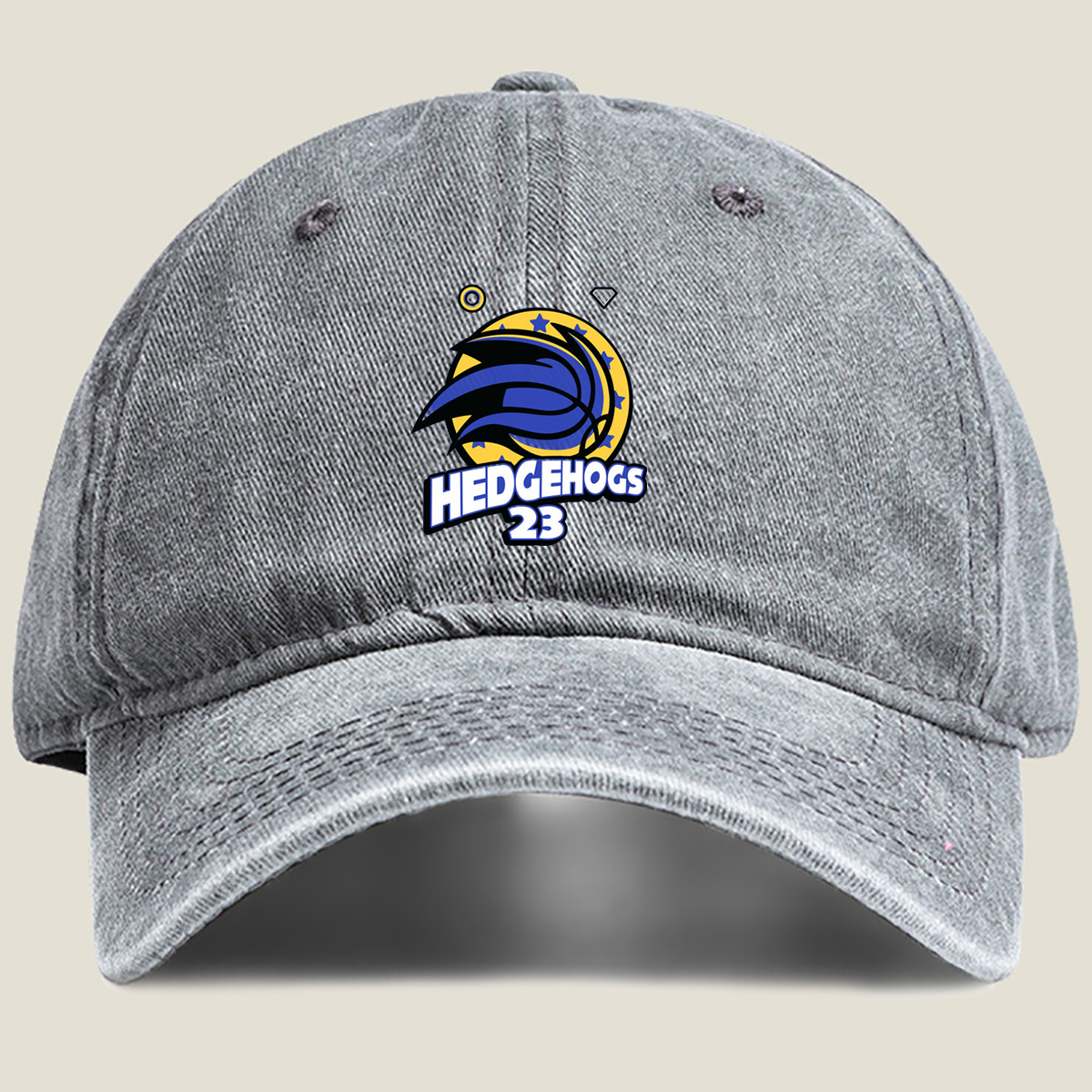 Hedgehogs 23 Logo Design - Washed Denim - Baseball Cap