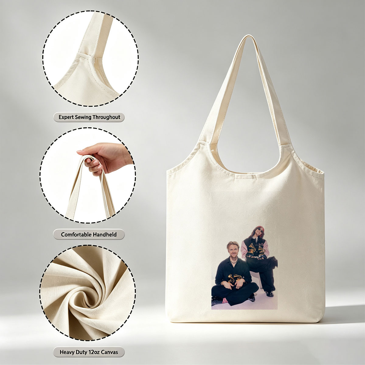 Billie Eilish and Finneas O'Connell at the Grammys with Their Awards - Canvas shoulder bags/