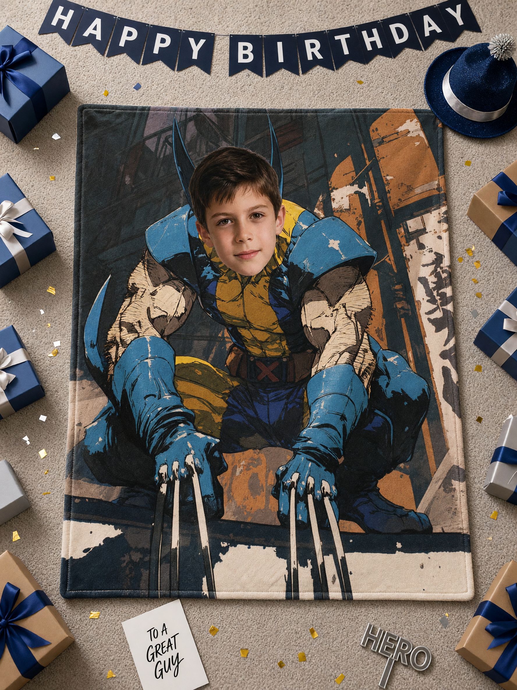 Personalized Face Superhero Flannel Fleece Blanket Custom Comic Photo Throw Ultra Soft Warm Bed Couch Gift