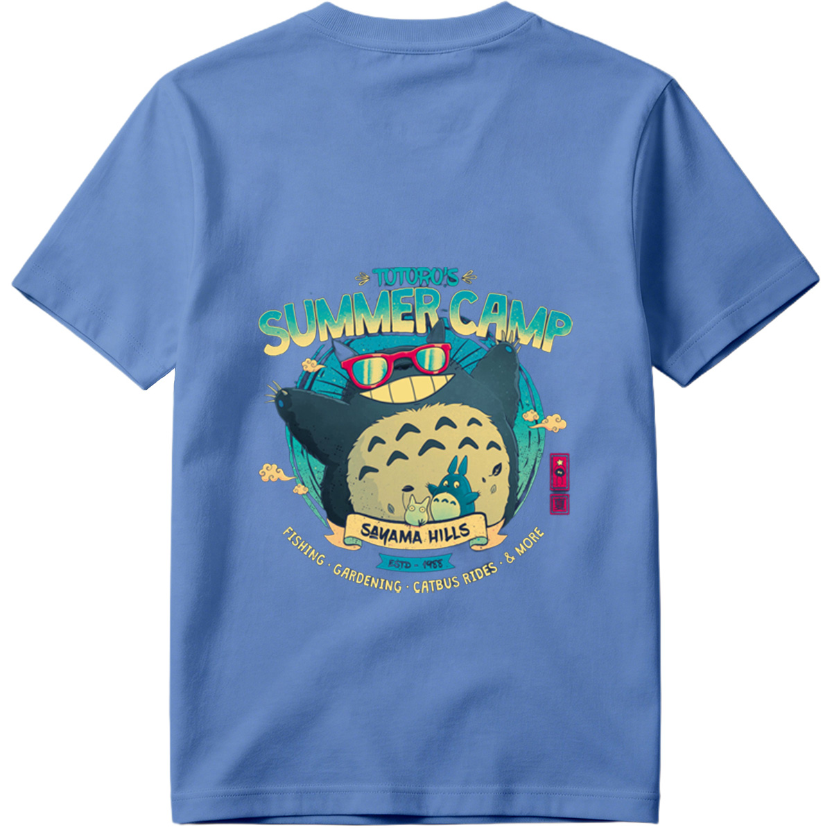 Totoro's Summer Camp: Totoro, Little Totoros, and Catbus in Sakama Hills - Tee