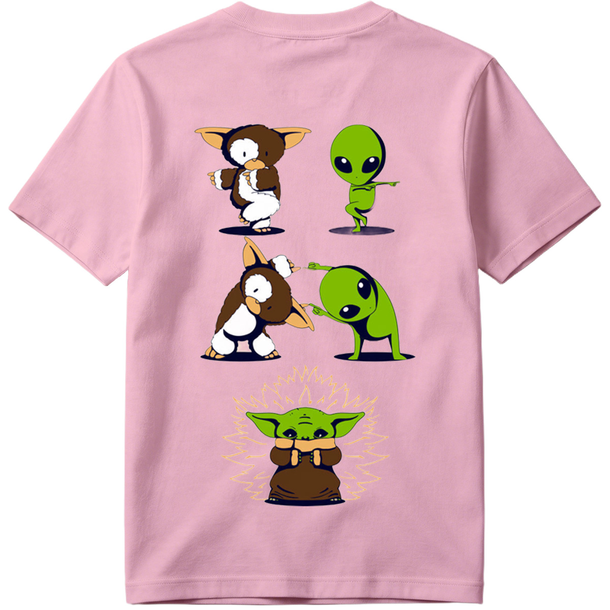 Diddy Kong, Alien, and Baby Yoda in Playful Poses - Tee