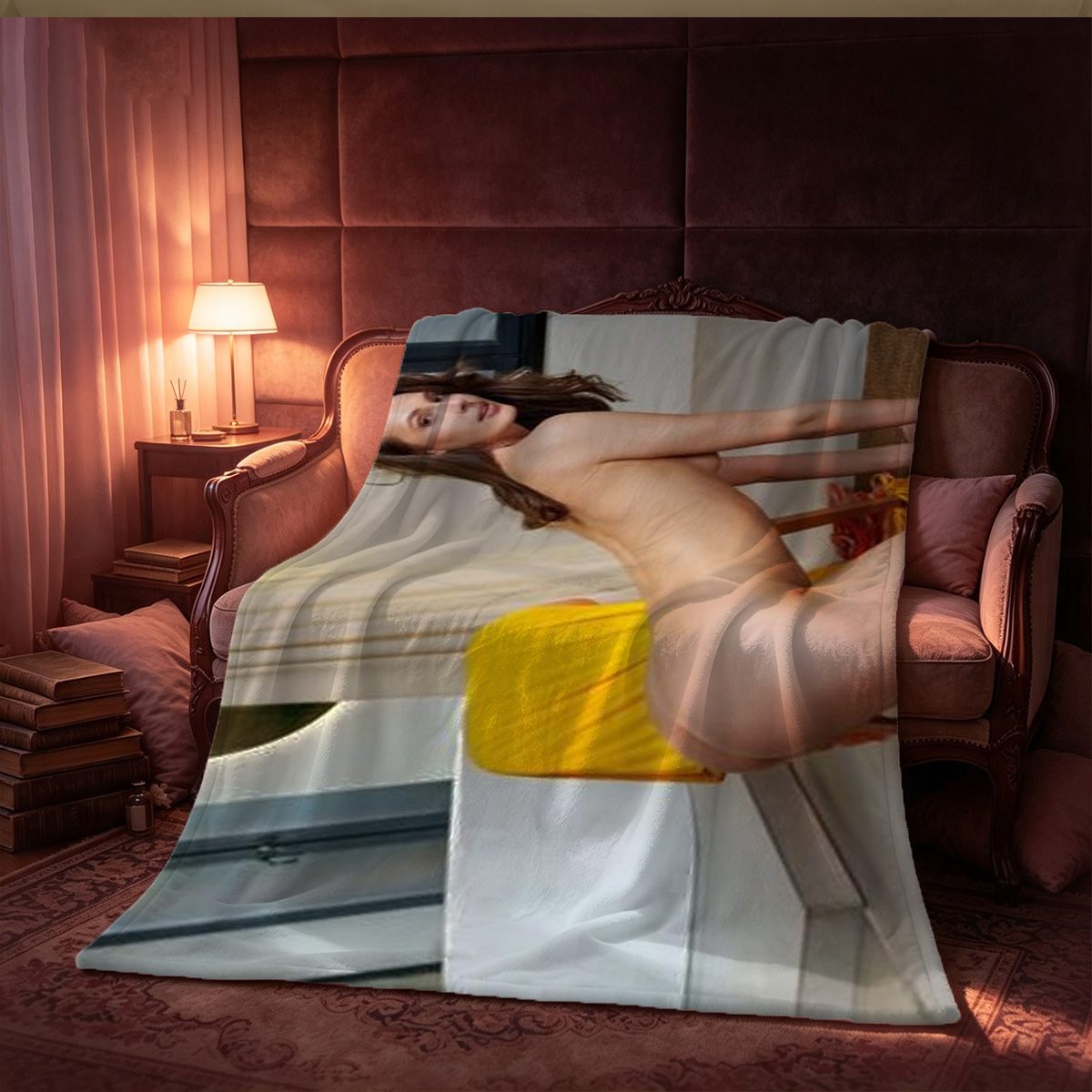 Two Women in VIXEN Bikinis Posing from Behind - Blanket