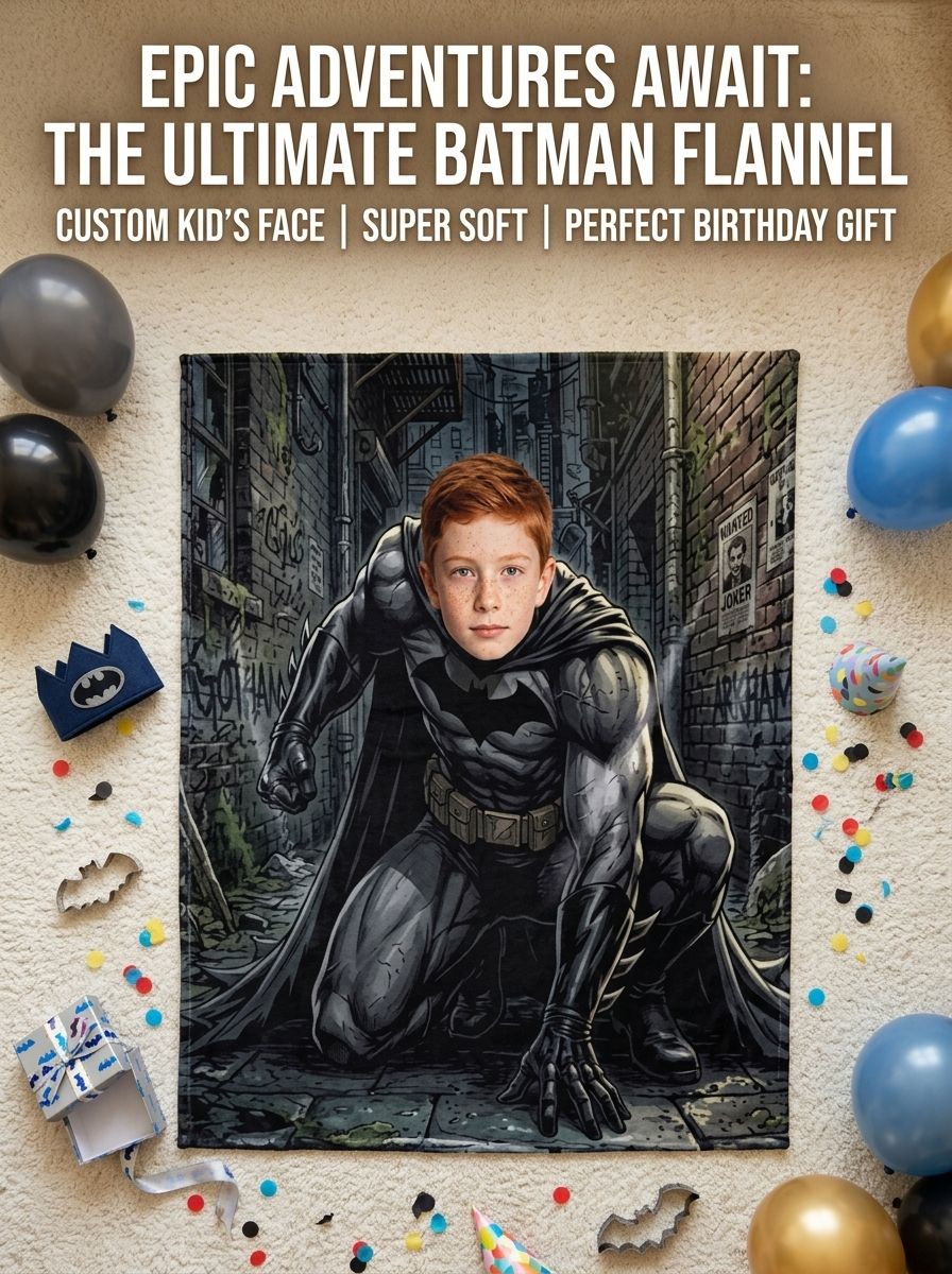 Custom Superhero Photo Fleece Blanket Personalized Face Graphic Soft Flannel Throw for Kids Adults Cozy Home Gift