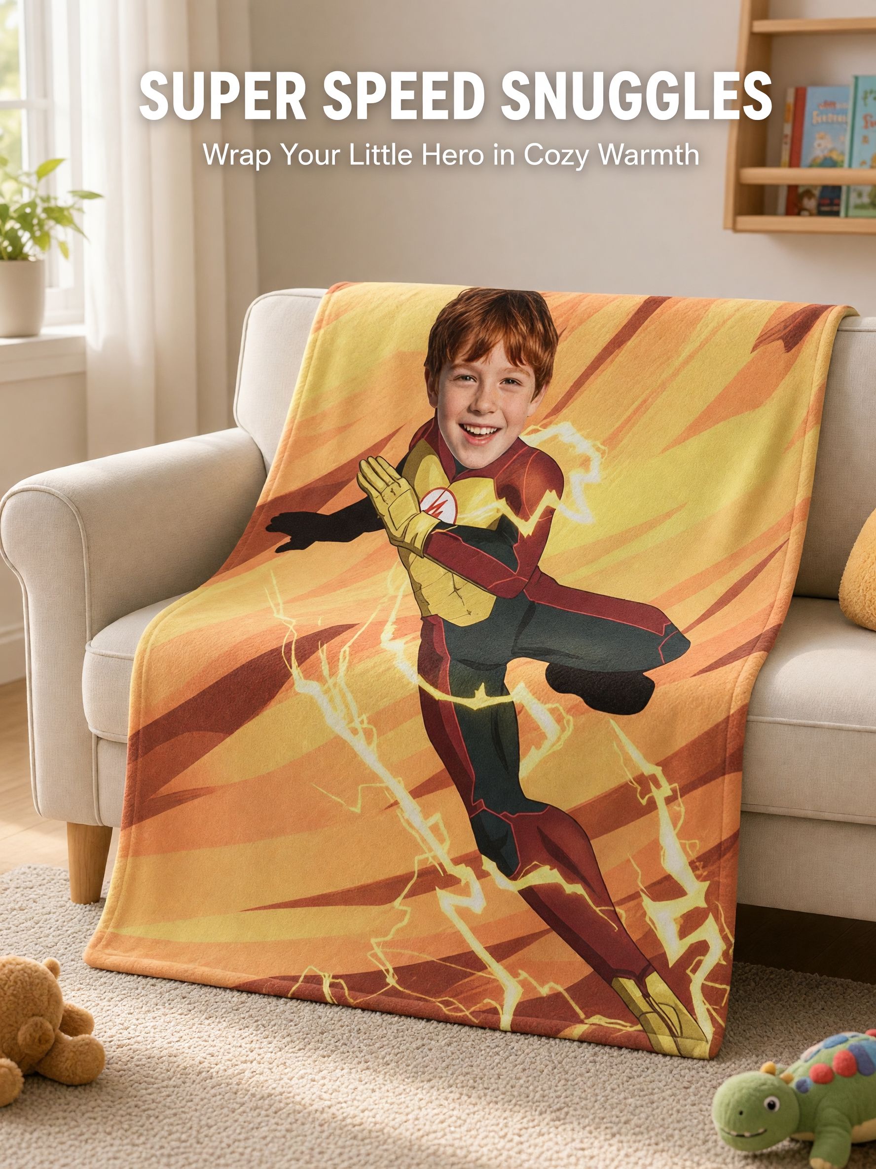 Personalized Superhero Photo Flannel Blanket Custom Face Throw Soft Warm Fleece Bed Couch Cover Ideal Birthday Gift