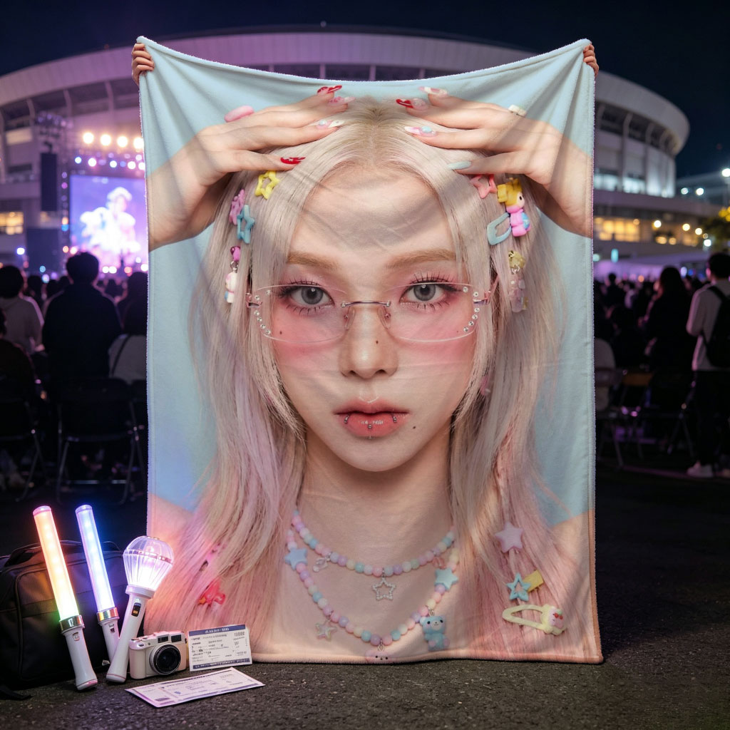 Dami Im in a Pastel-Themed Look with Colorful Hair Clips and Pink Glasses - Blankets