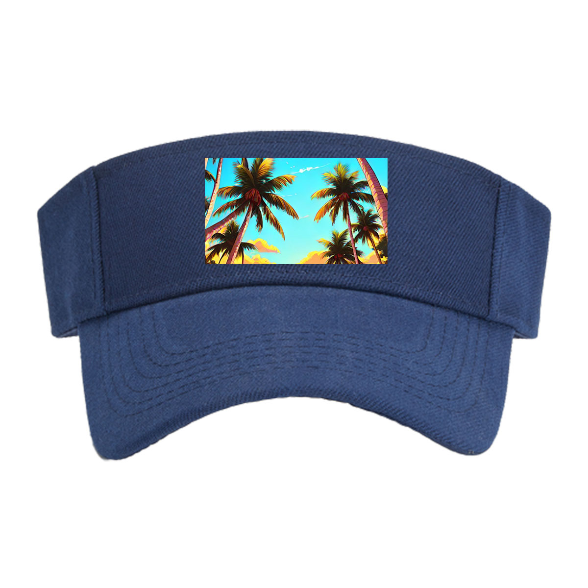 Tropical Sunset Beach with Palm Trees and a Solitary Figure -  Visor cap