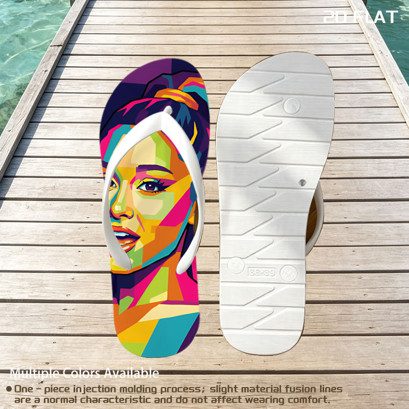 Pop Art Portrait of a Colorful Female Celebrity -  flip-flops