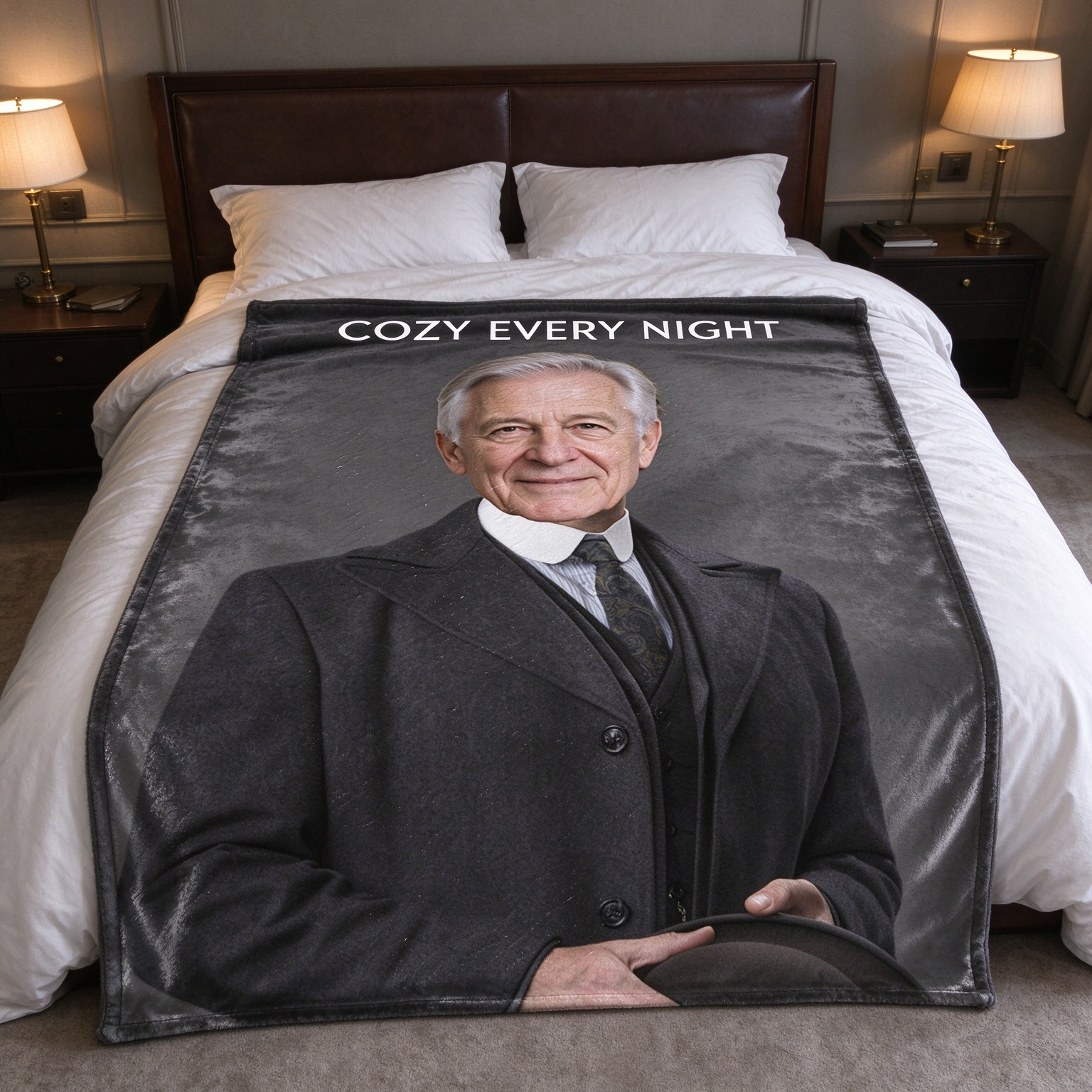 Custom Face Photo Flannel Blanket, Ultra-Soft Velvet Throw for Sofa and Bed, Personalized Portrait Keepsake Gift