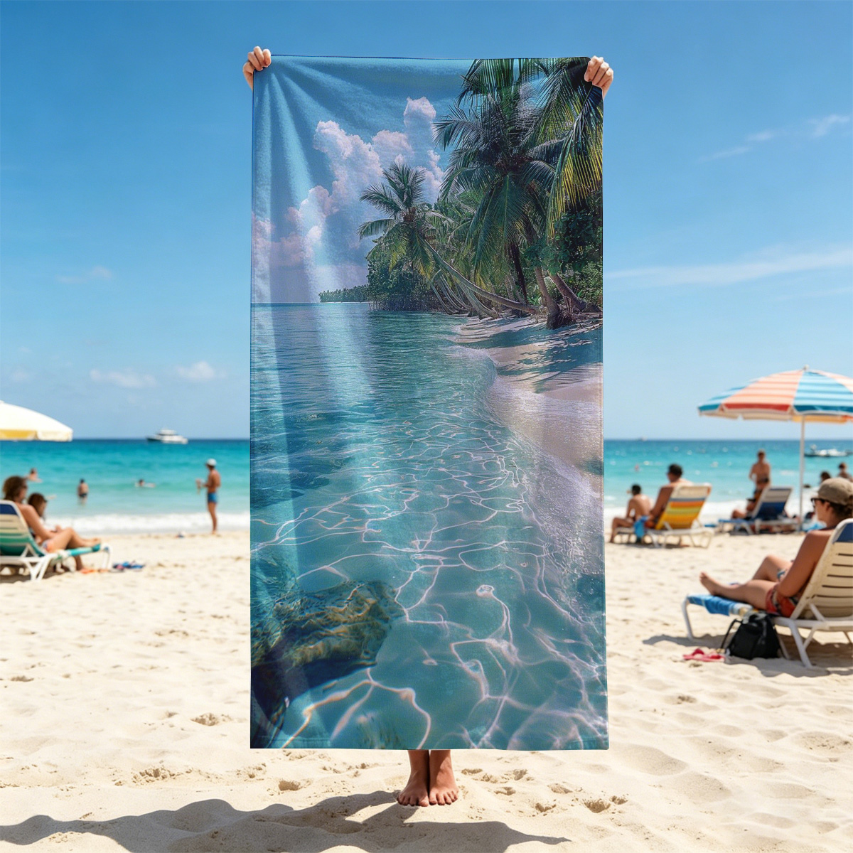 Crystal Clear Waters and Palm Trees on a Tropical Beach - Beach towels
