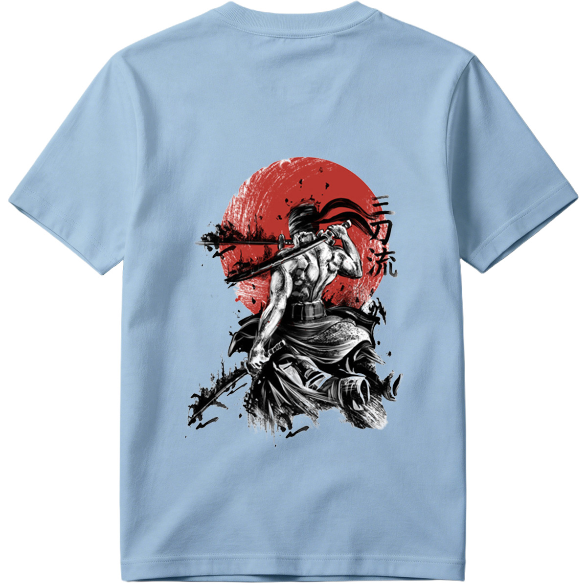 Samurai Warrior with Dual Swords Against Red Sun - Tee