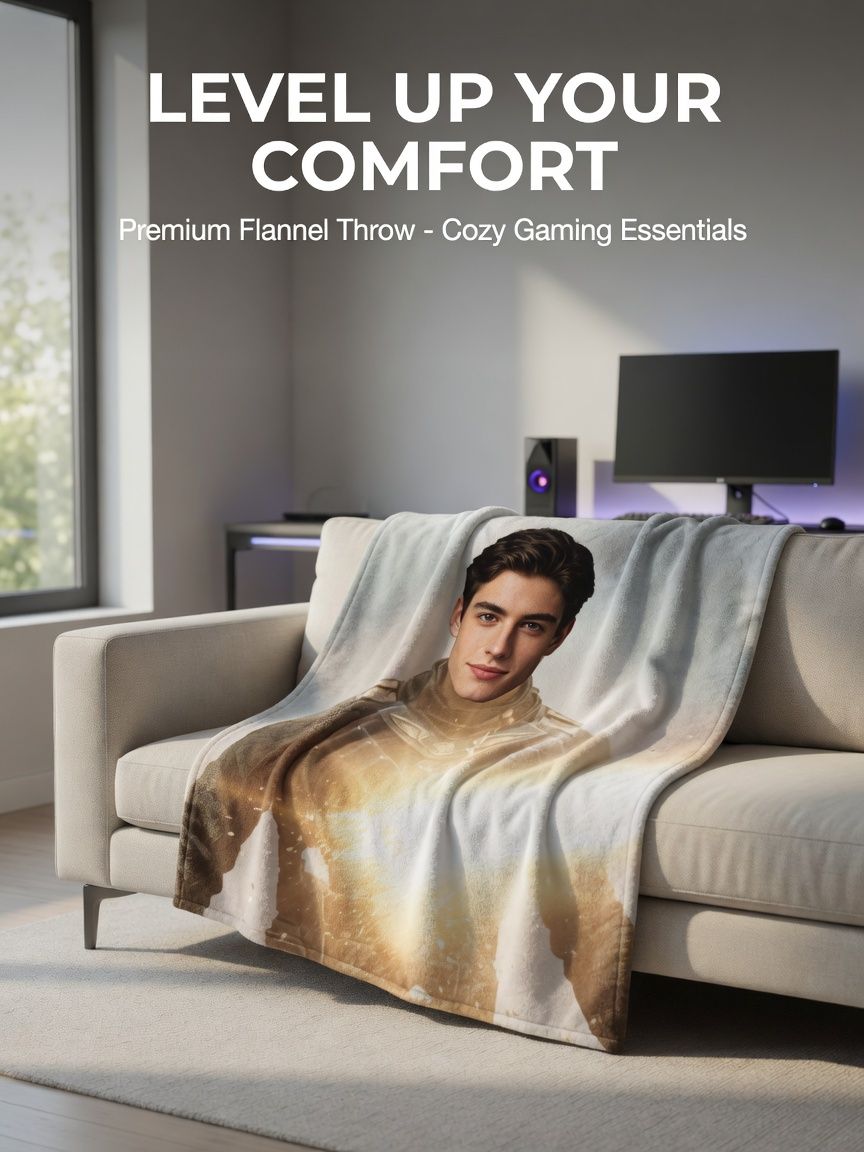 Custom Face Photo Flannel Fleece Blanket, Personalized Superhero Portrait Throw Blanket for Bed Couch Sofa, Unique Gift