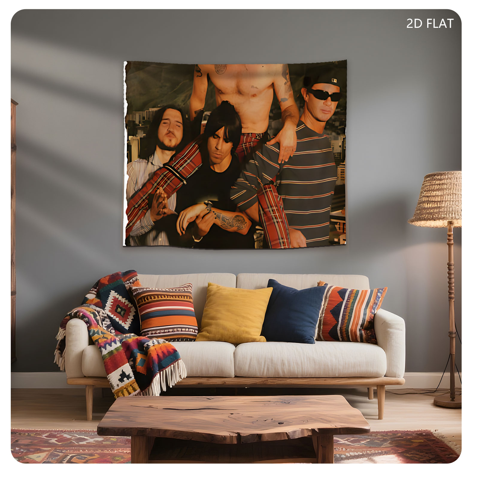 Red Hot Chili Peppers Band Members in a Stylized Group Portrait - Tapestry