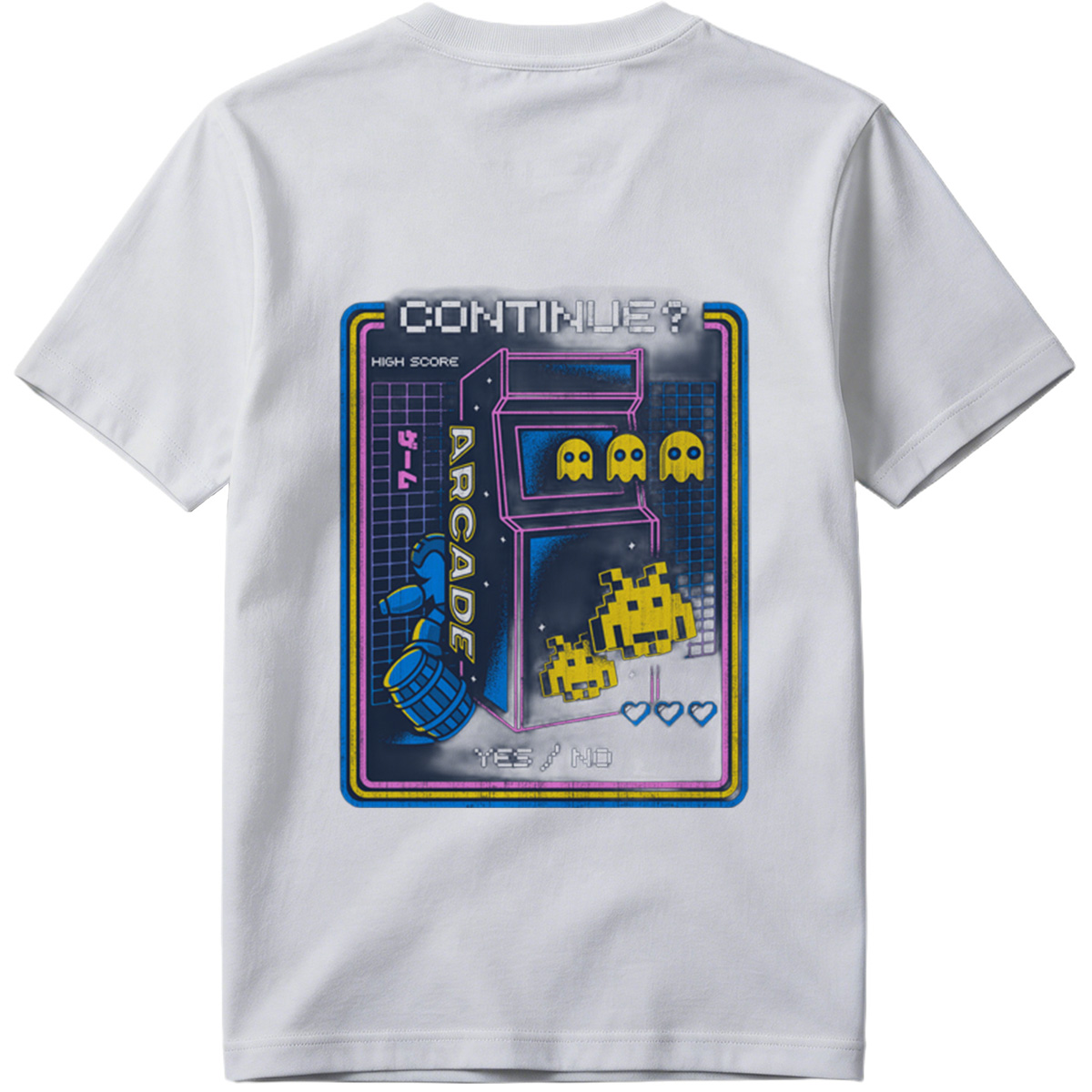 Pac-Man and Space Invaders Arcade Continue Screen - Tee