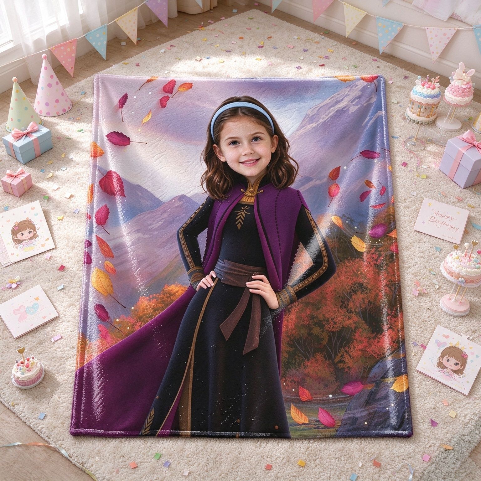 Custom Face Photo Blanket Personalized Princess Flannel Fleece Throw Cozy Soft Sofa Bed Keepsake Gift for Kids