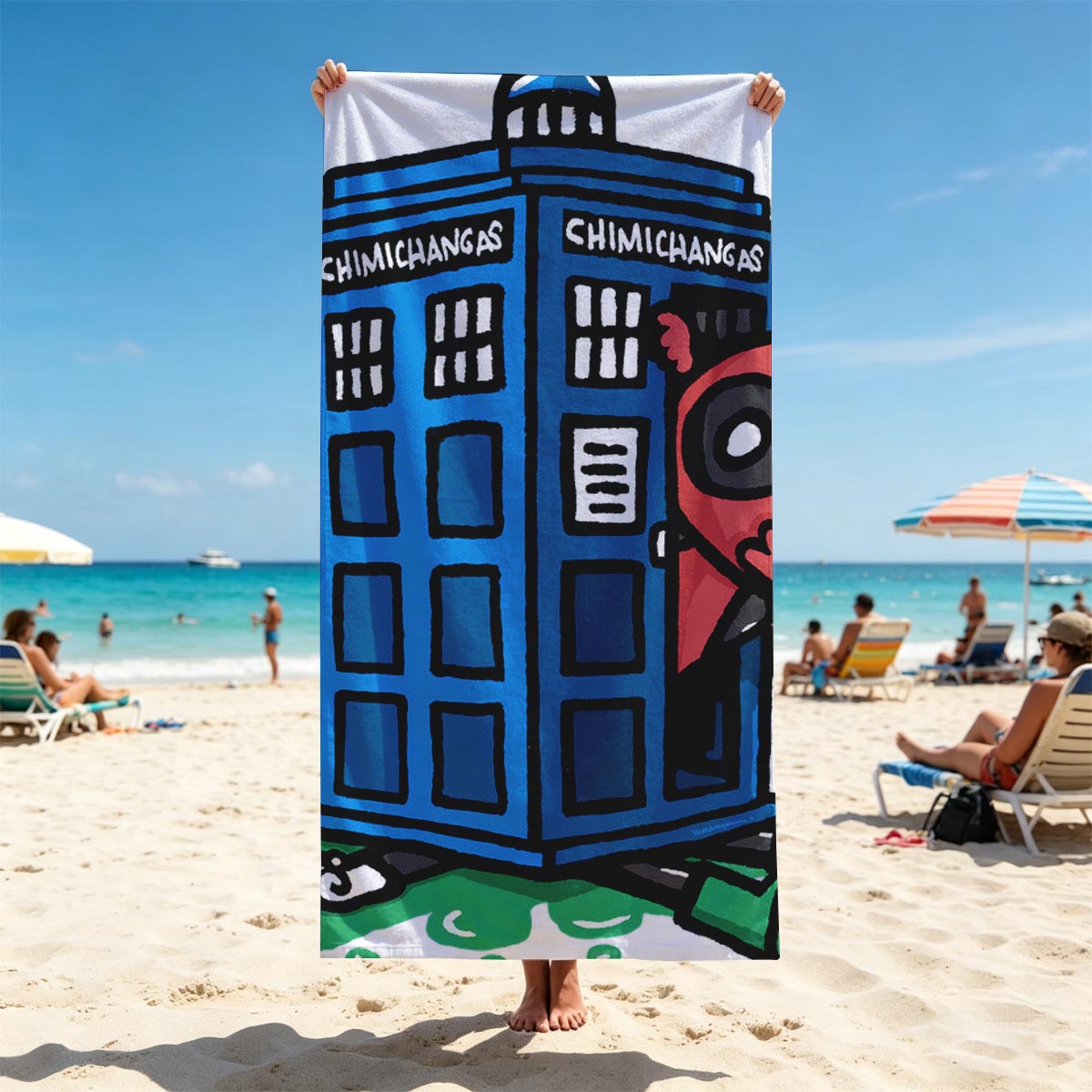 Rick and Morty's Chimichanga TARDIS Adventure - Beach towels