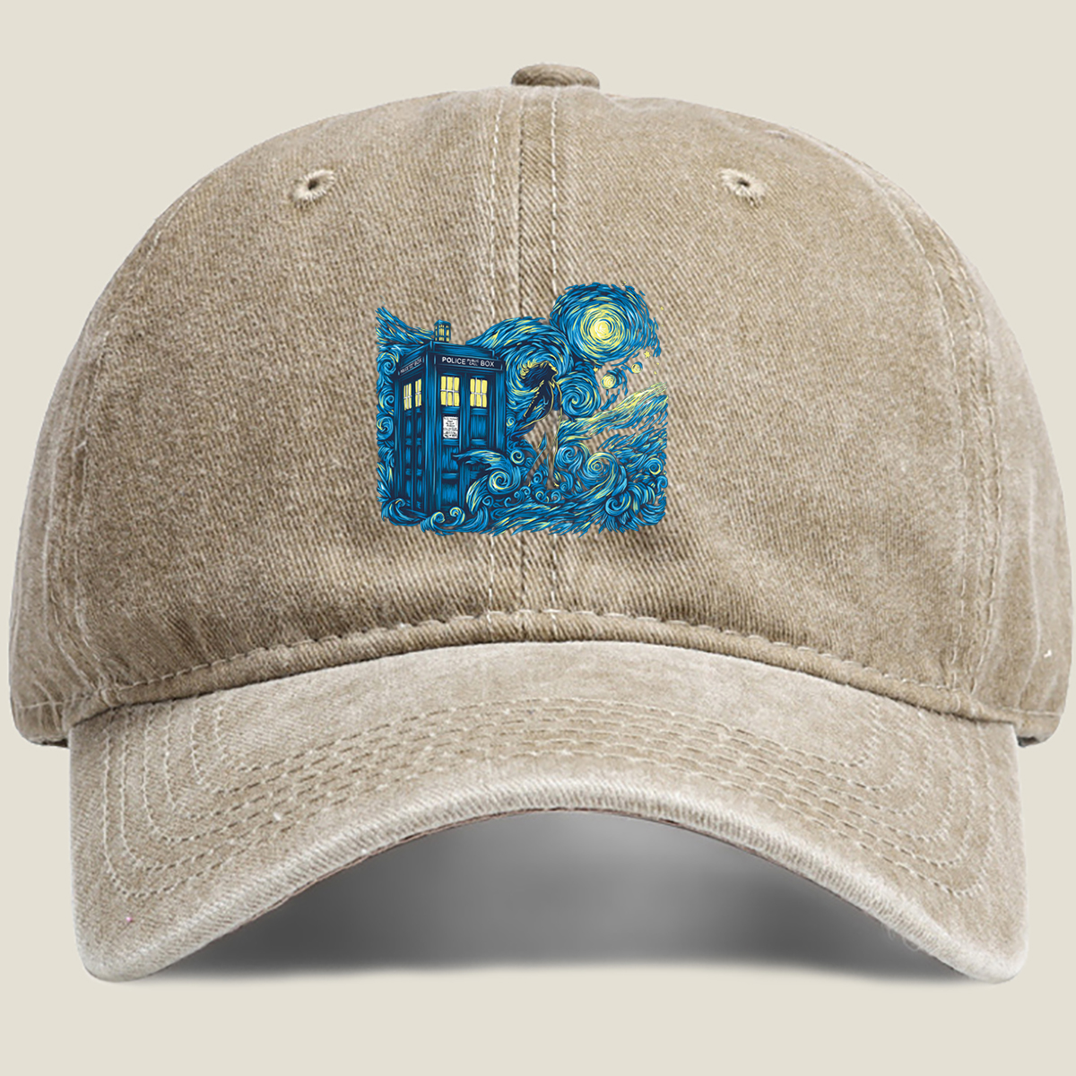 Doctor Who: TARDIS and Companion in Starry Night - Washed Denim - Baseball Cap