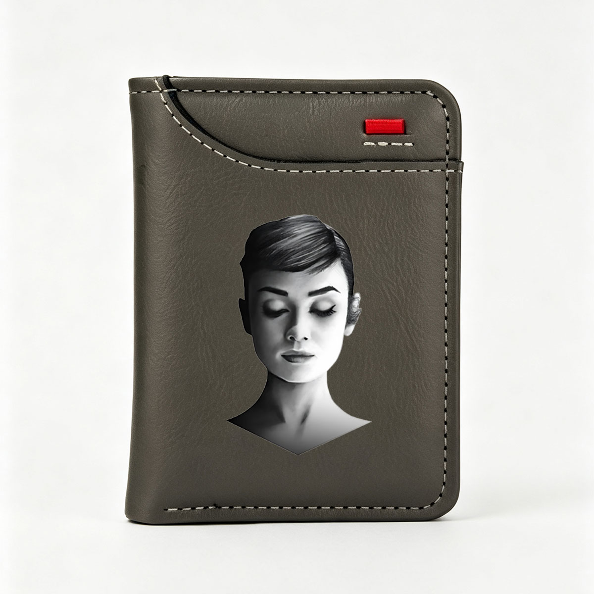 Audrey Hepburn Portrait in Black and White - Vertical Style Wallet