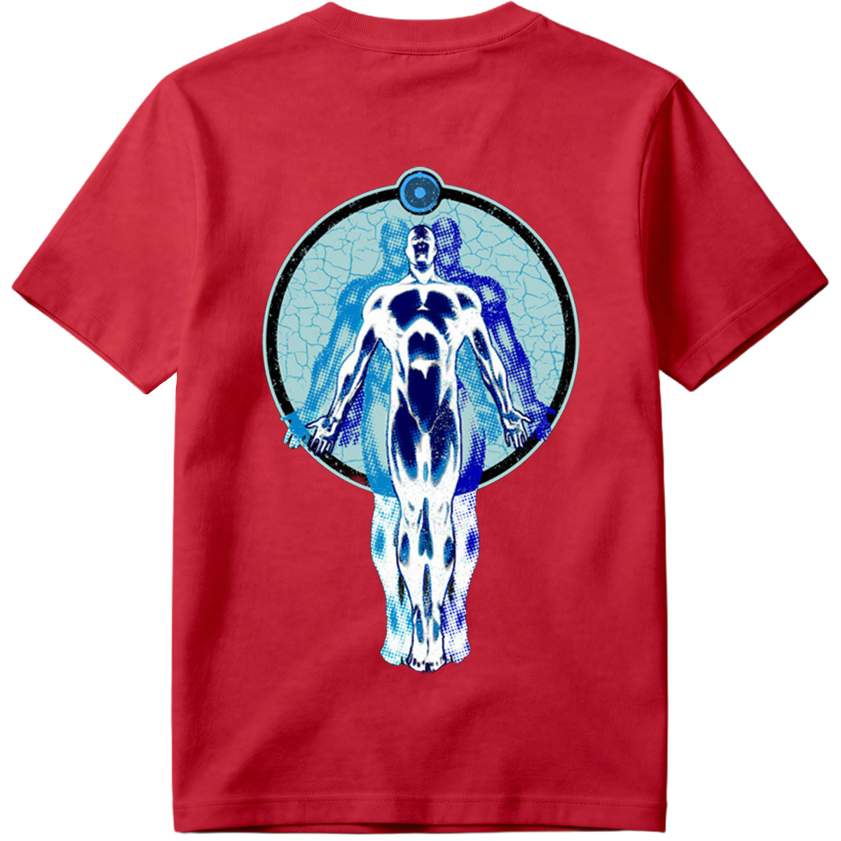 Blue Human Figure in Circular Frame - Tee