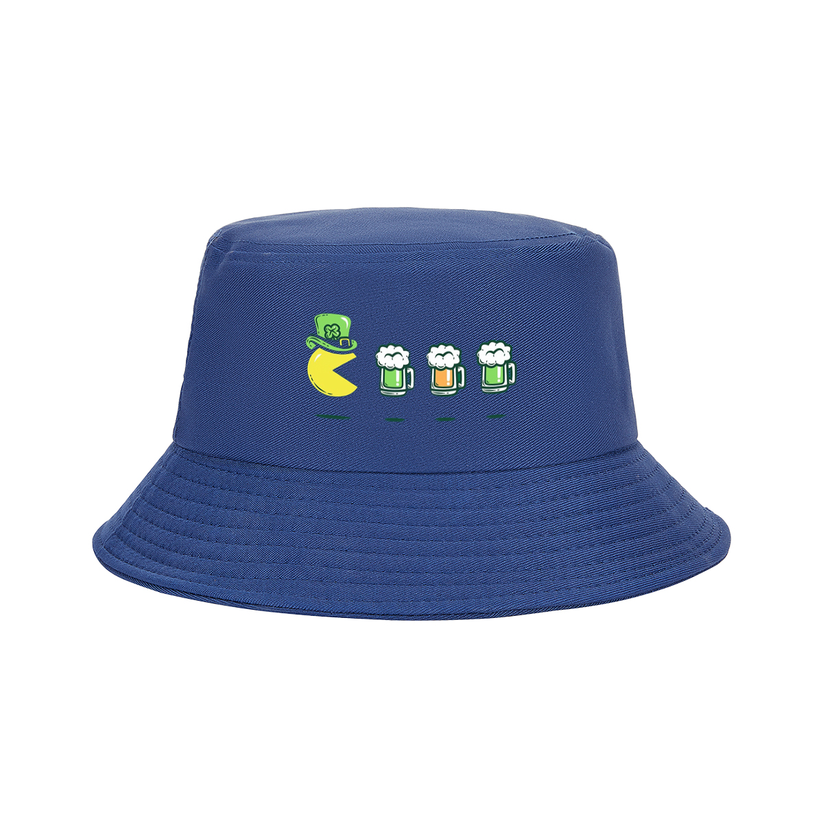 Pac-Man Wears a Leprechaun Hat and Approaches Beer Mugs - Fisherman's Hat