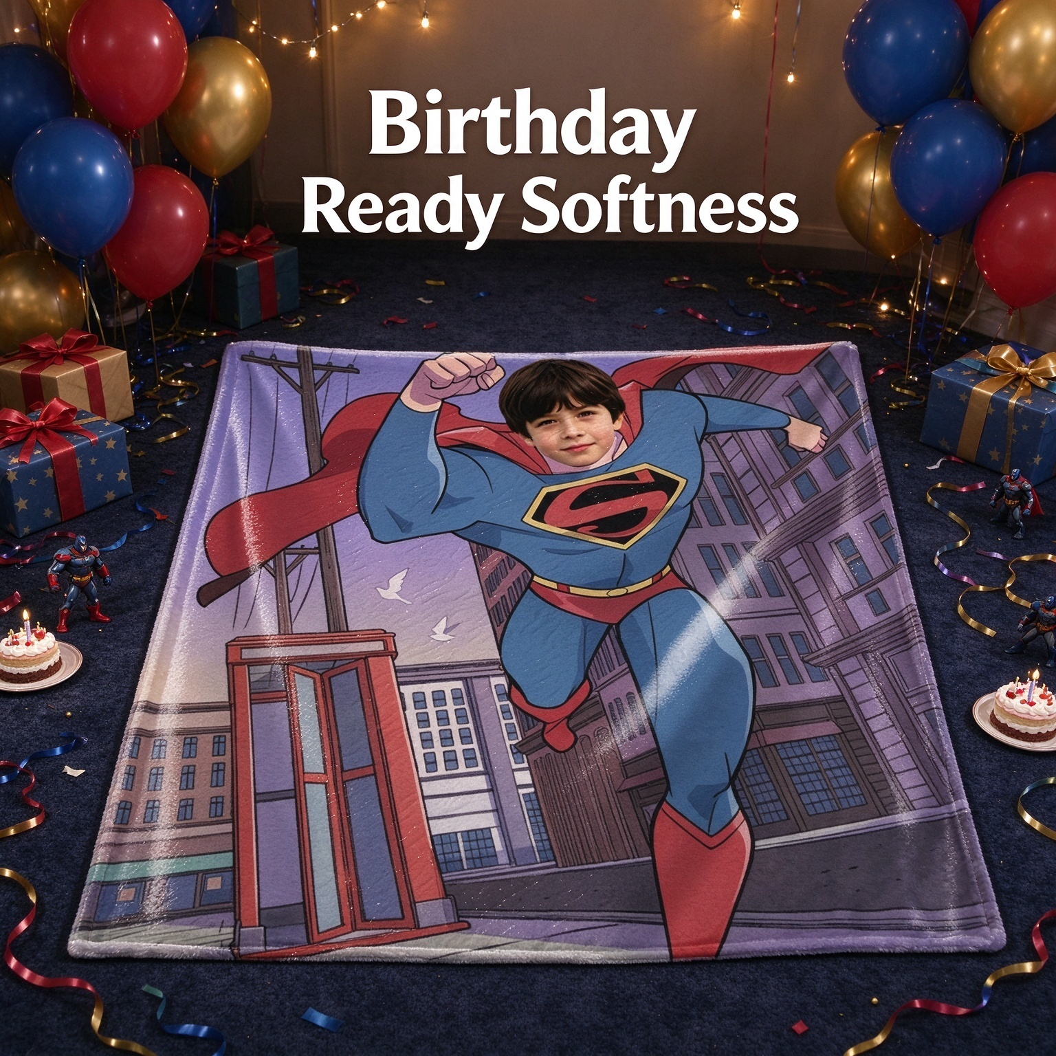 Custom Face Superhero Blanket Personalized Comic Book Flannel Fleece Throw for Kids Adults Cozy Keepsake Gift