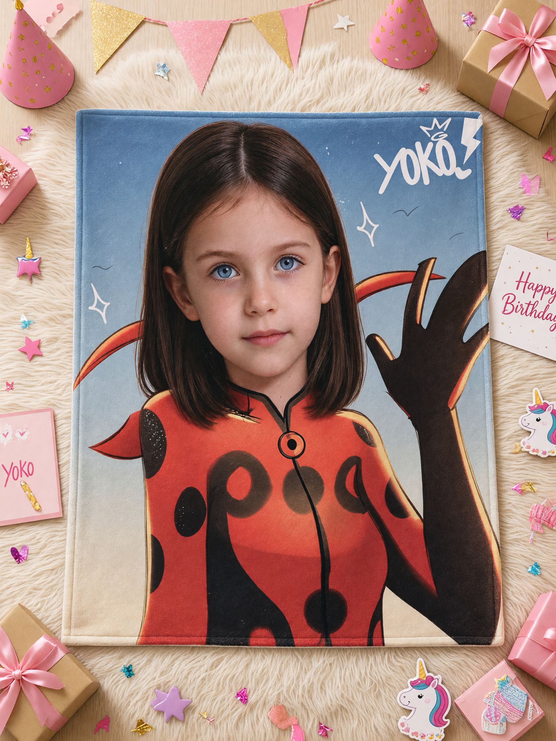 Custom Photo Face Blanket Personalized Superhero Flannel Throw Ultra Soft Anti-Pilling Cozy Keepsake Gift for Kids