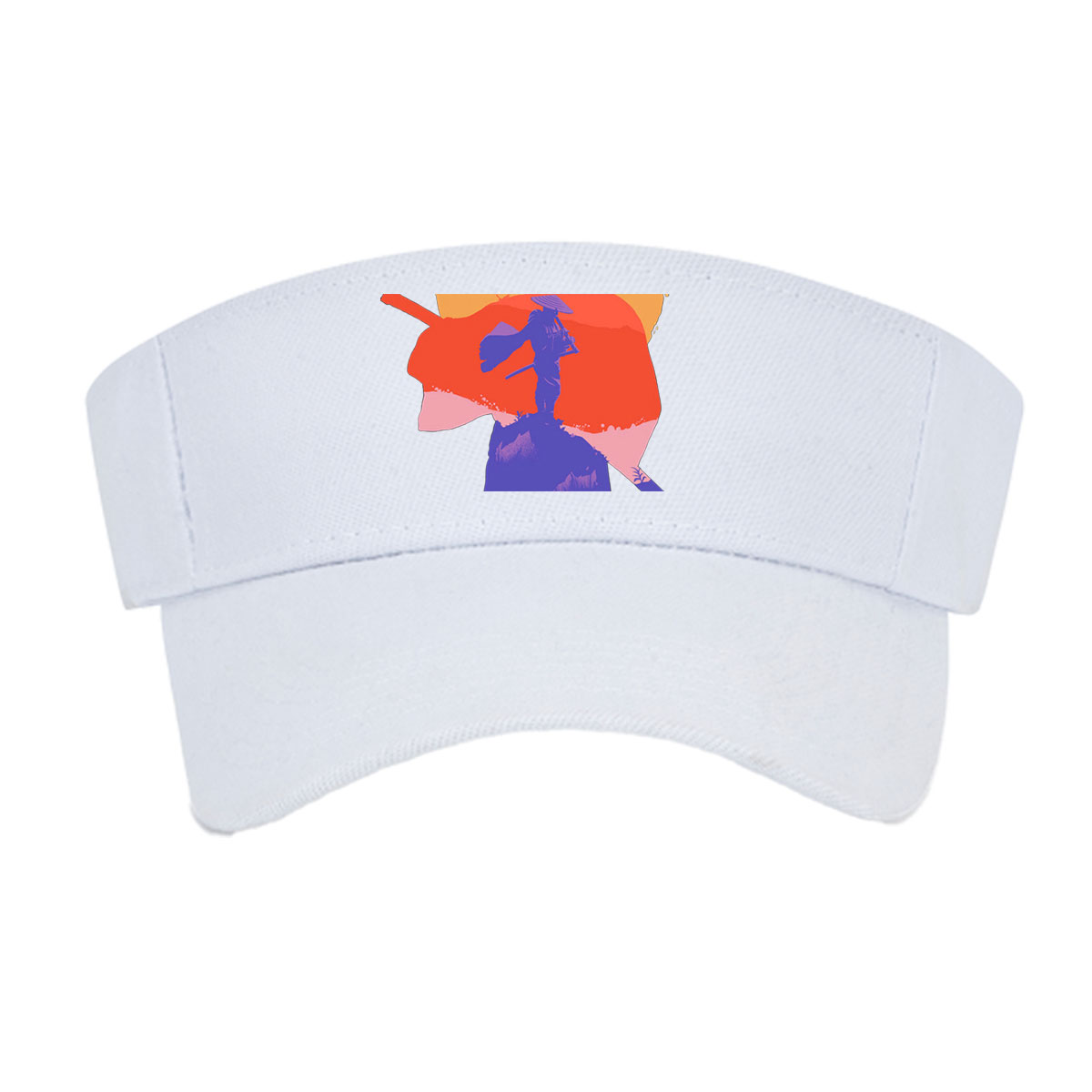 Samurai Silhouette at Sunset with Warrior Figure and Birds in Sky -  Visor cap