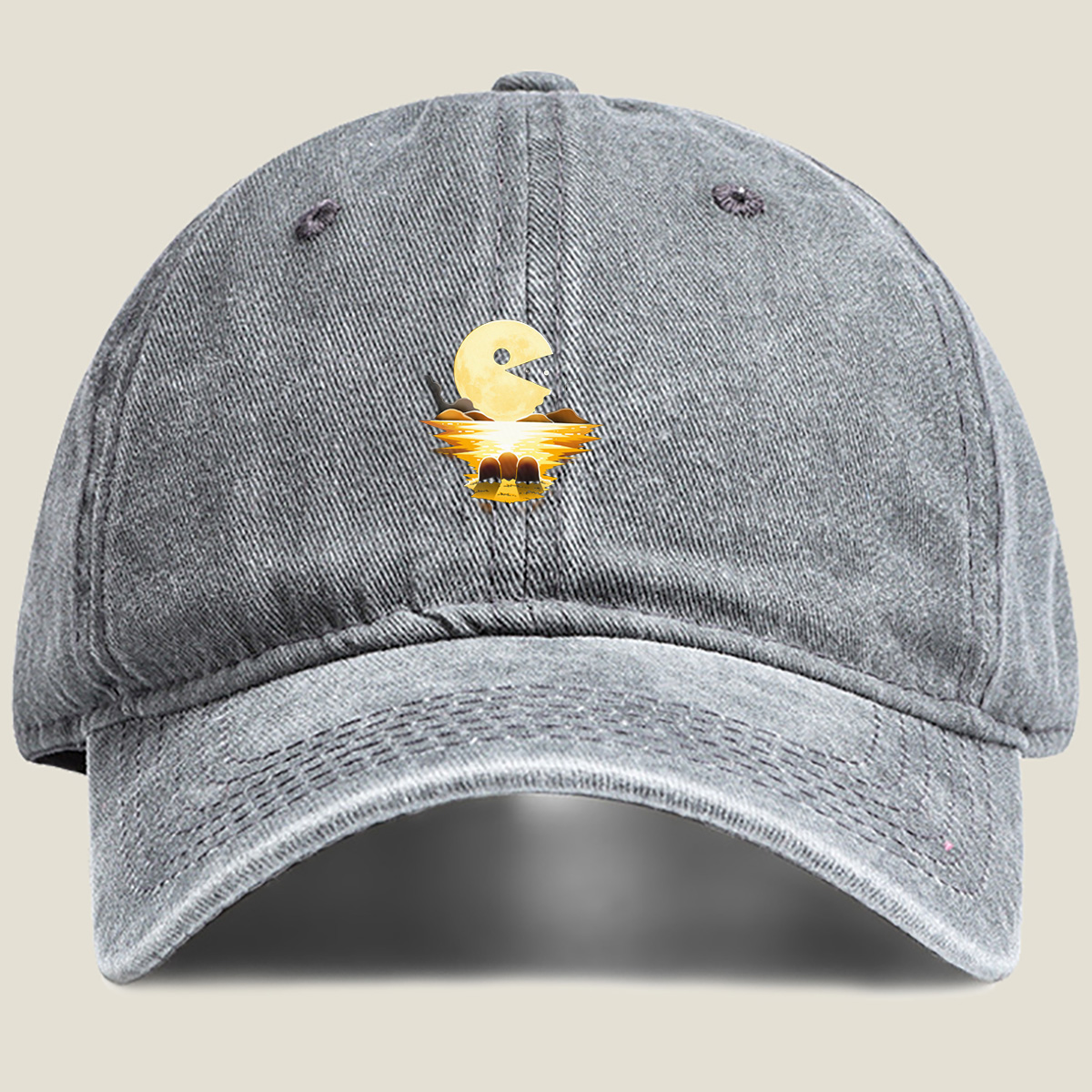 Pac-Man Moon Reflection - Washed Denim - Baseball Cap
