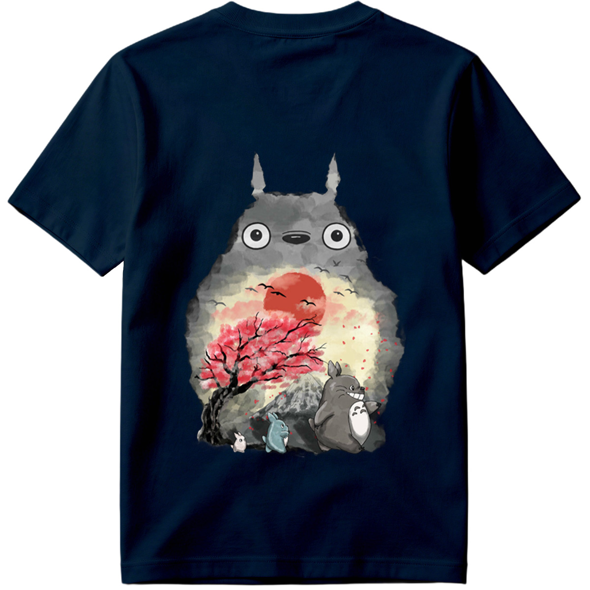 Totoro and Friends in Cherry Blossom Sunset - Tee