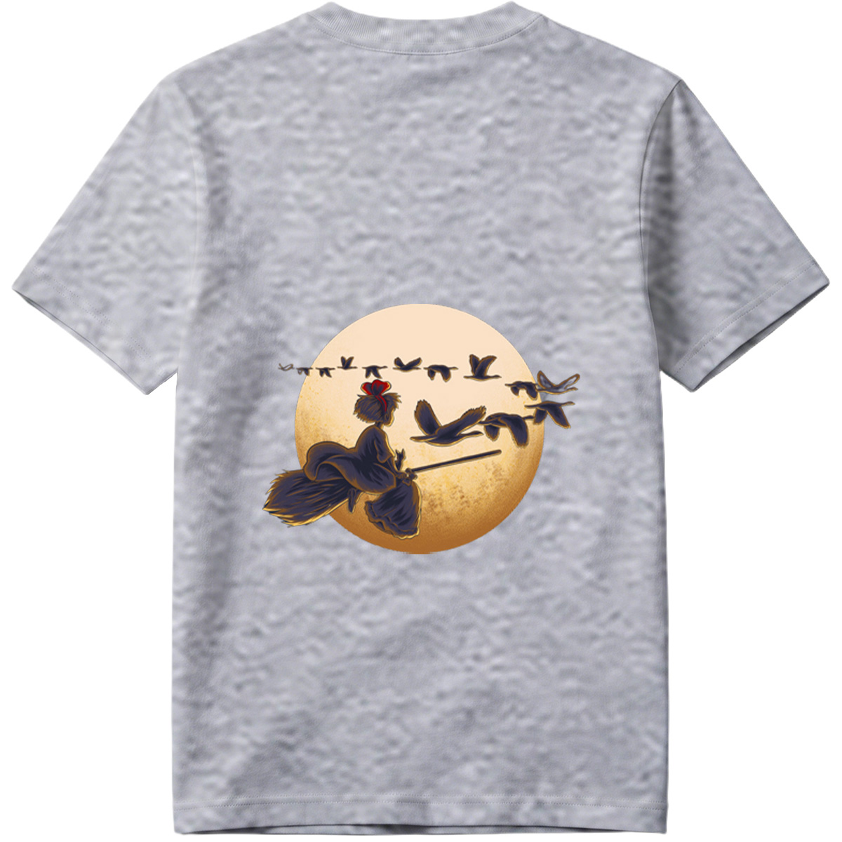 Mulan Flying on a Broomstick with Geese Against the Moon - Tee