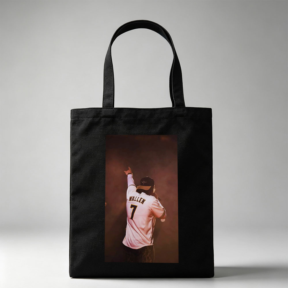 Morgan Wallen Live Performance Pointing to the Crowd in a White Jersey with Number 7 - Canvas tote bags