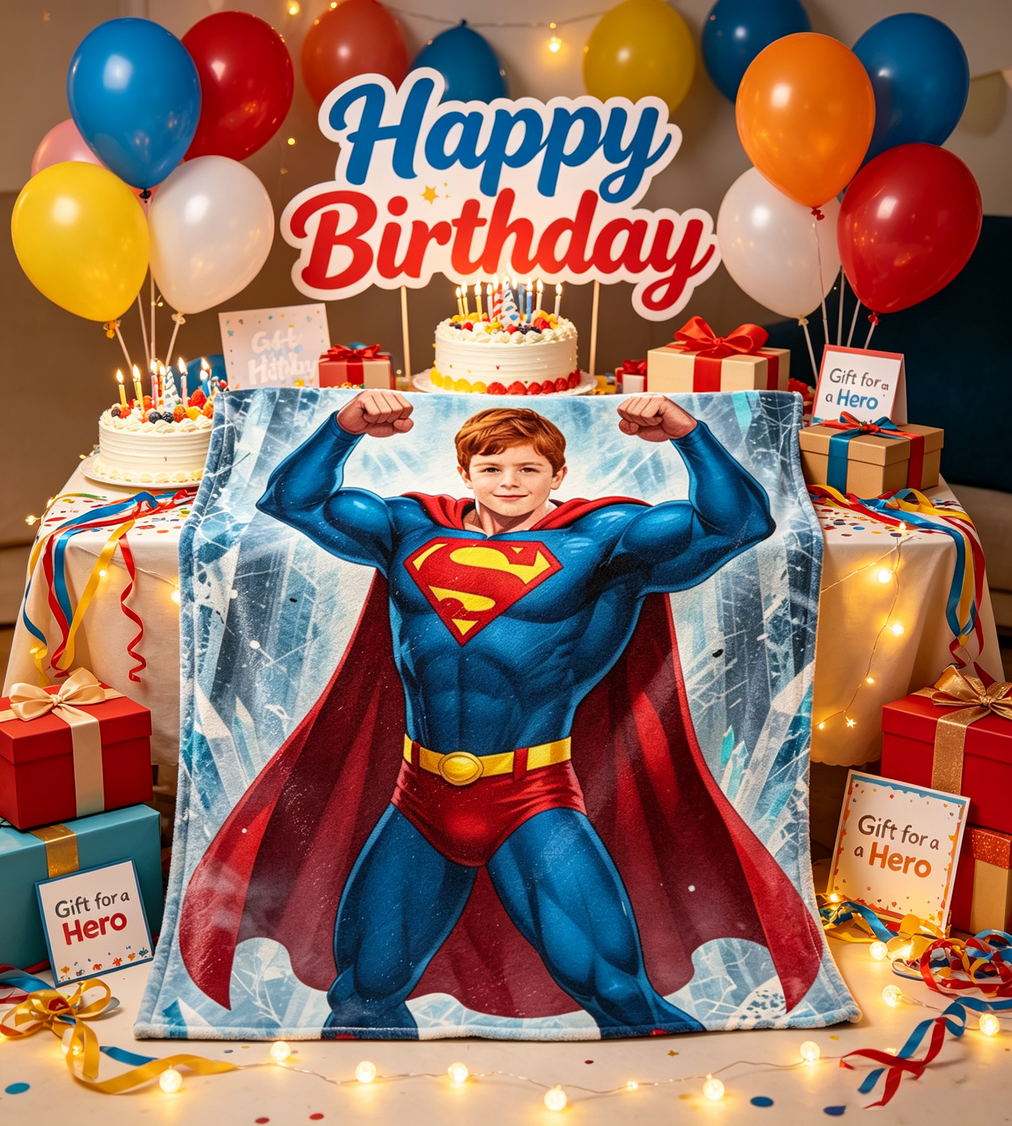 Custom Superhero Kids Blanket, 280g Flannel Personalized Photo Blanket, Soft Warm Anti-Pilling Throw Blanket for Boys Birthday Gifts