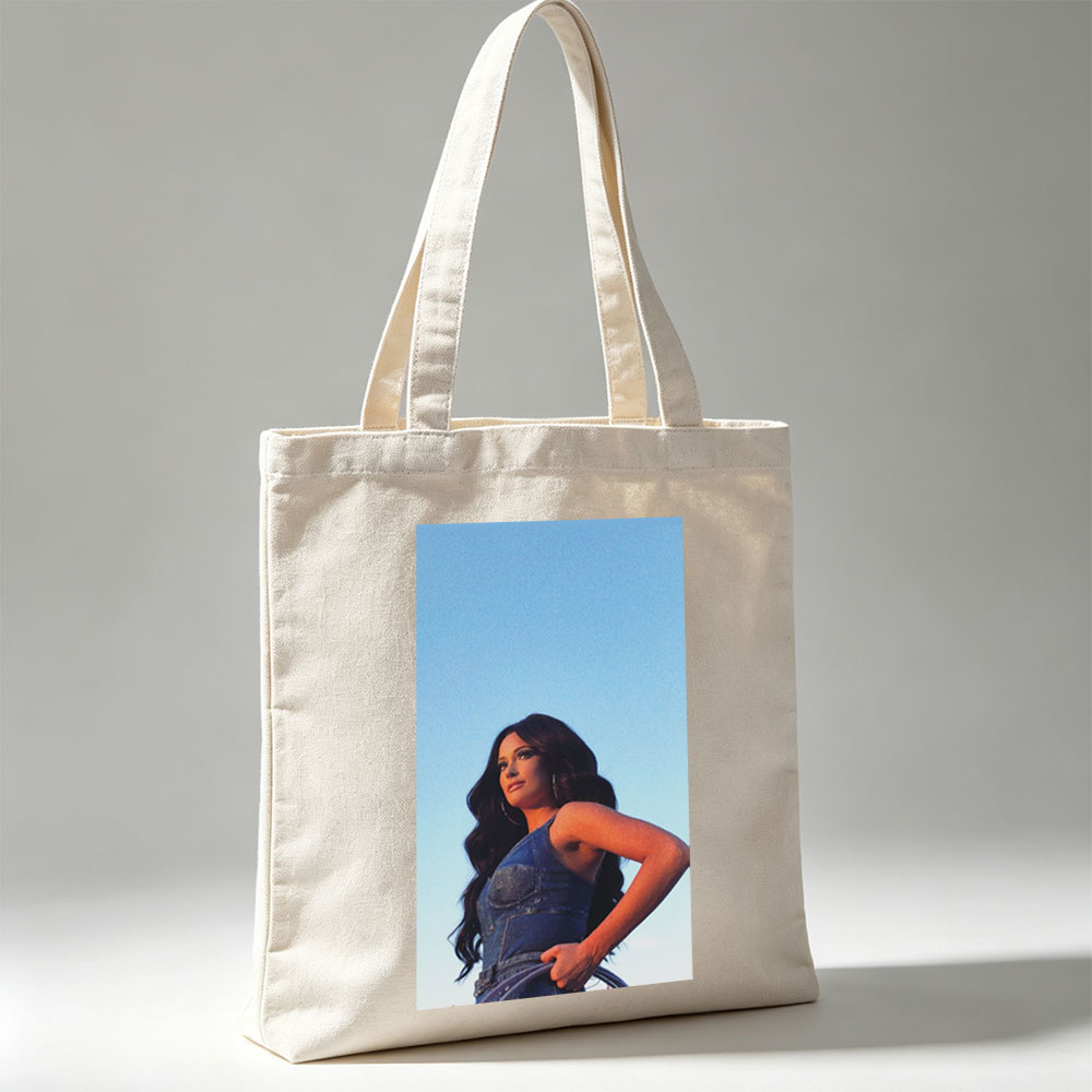 Katy Perry in Denim Dress Against Clear Blue Sky - Canvas tote bags