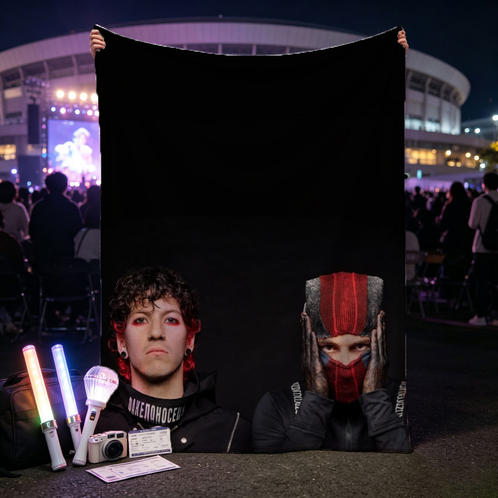 Imagine Dragons in Dark Studio Portrait with Bold Fashion and Expressive Poses - Blankets