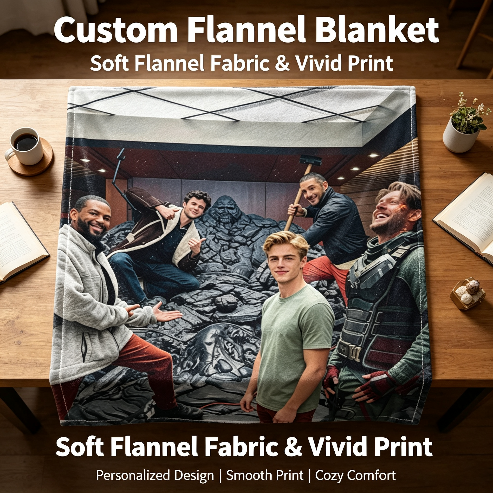 Custom Face Blanket Marvel Avengers Movie Characters Flannel Blanket Cozy Living Room Gift for Fans and Collectors
