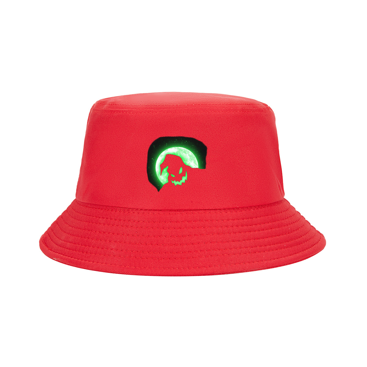 Pumpkin Head Silhouette Against Green Moon - Fisherman's Hat