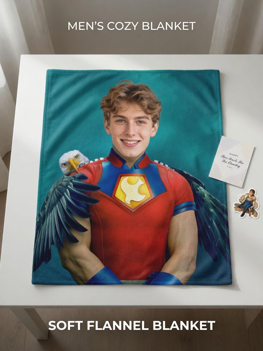 Custom Photo Blanket Personalized Face Print Flannel Throw Anti-Pilling Cozy Warm Bedding Gift for Family and Friends