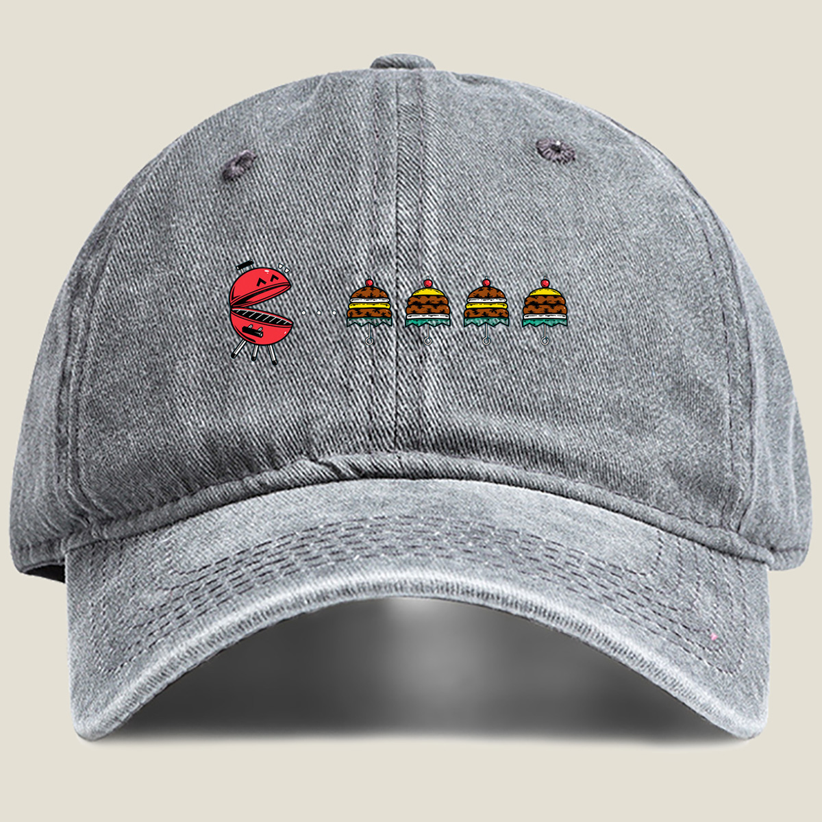 Grill and Cake Characters - Washed Denim - Baseball Cap