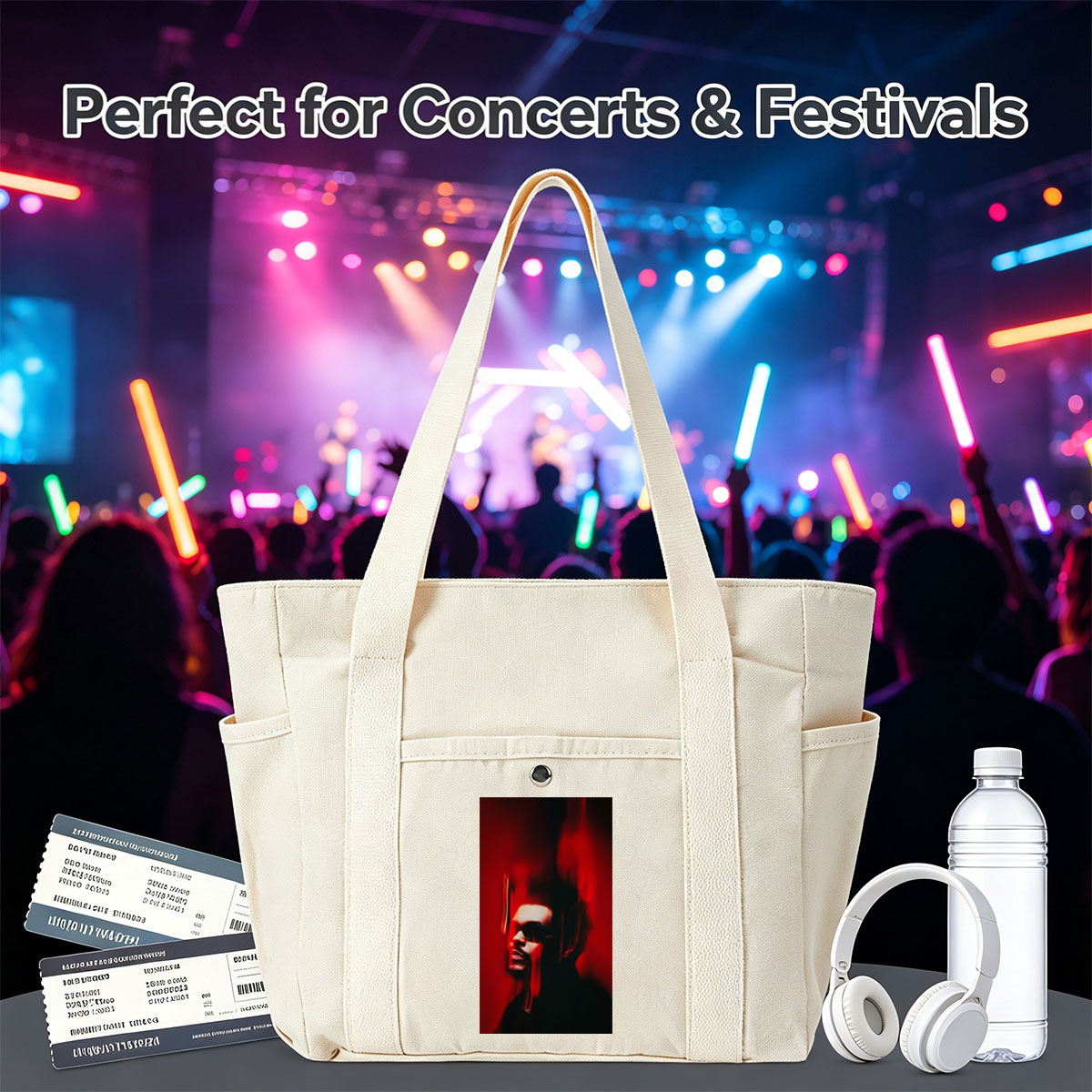 The Weeknd in a Dark Red Scene with Dramatic Lighting and Blurred Motion Effect - Multi-pocket bags